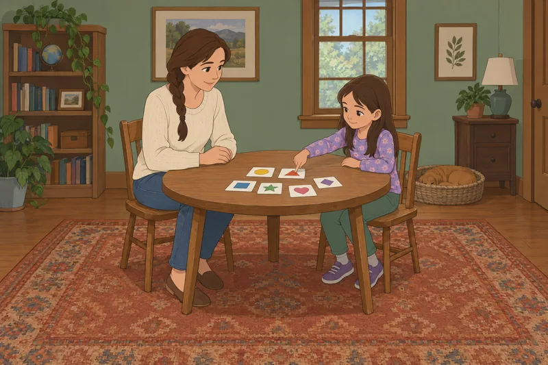 Autism Spectrum Screening: a child sorts picture cards.