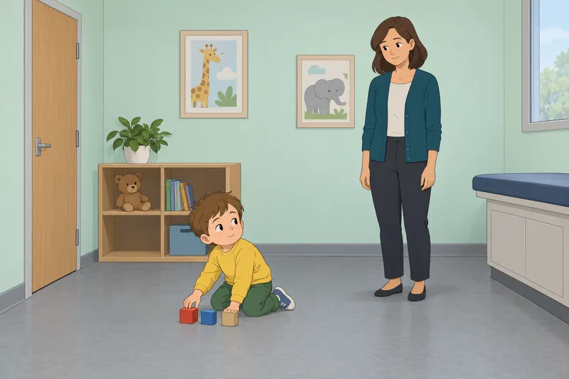 Autism Symptoms in clinic room: blocks line up.