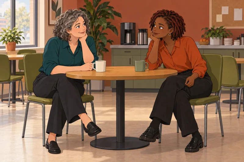Autism Masking Test: woman copies a colleague's posture.