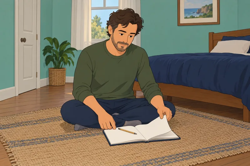 cuestionario de pensamientos: un adulto escribe.