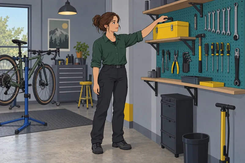 Autonomy and Dependence: a woman chooses a toolbox.