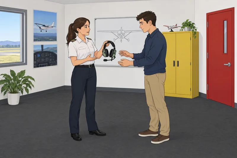 Aviation Alphabet Quiz in an aviation classroom.