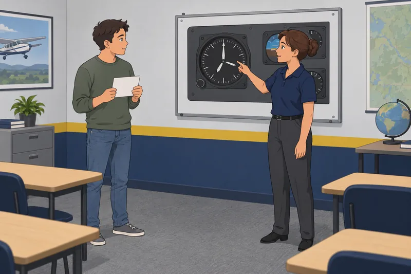 Aviation Quiz shows an instructor explaining an altimeter.