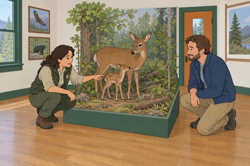 El cuestionario sobre los nombres junto al diorama.