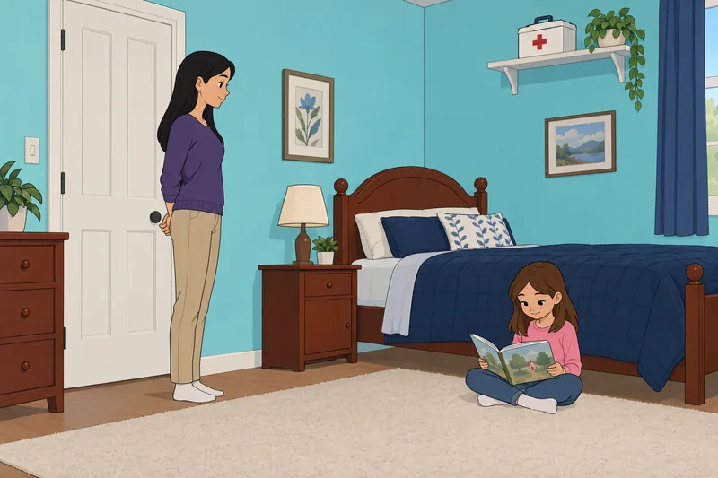 Babysitting Quiz shows calm reading nearby.