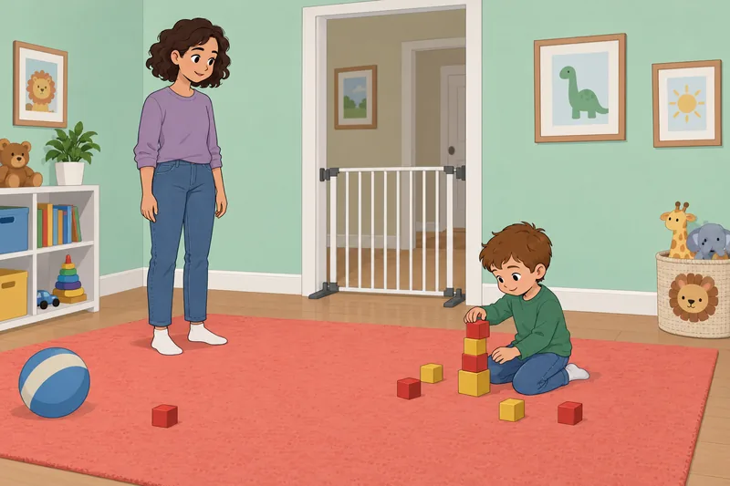 Babysitting Quiz shows calm block play under supervision.
