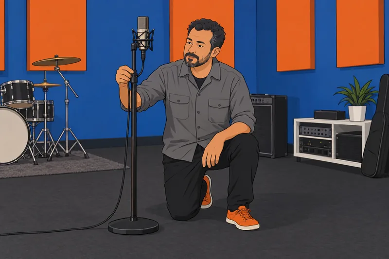 Bad Bunny Quiz: technician checks a microphone.