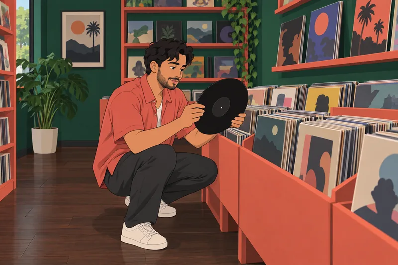 Quiz de Bad: fan examina un disco.