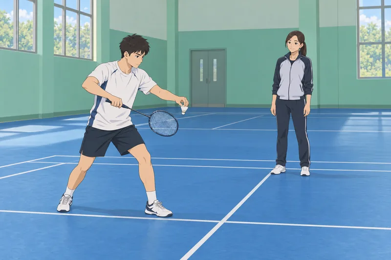 El cuestionario de bádminton muestra un saque.