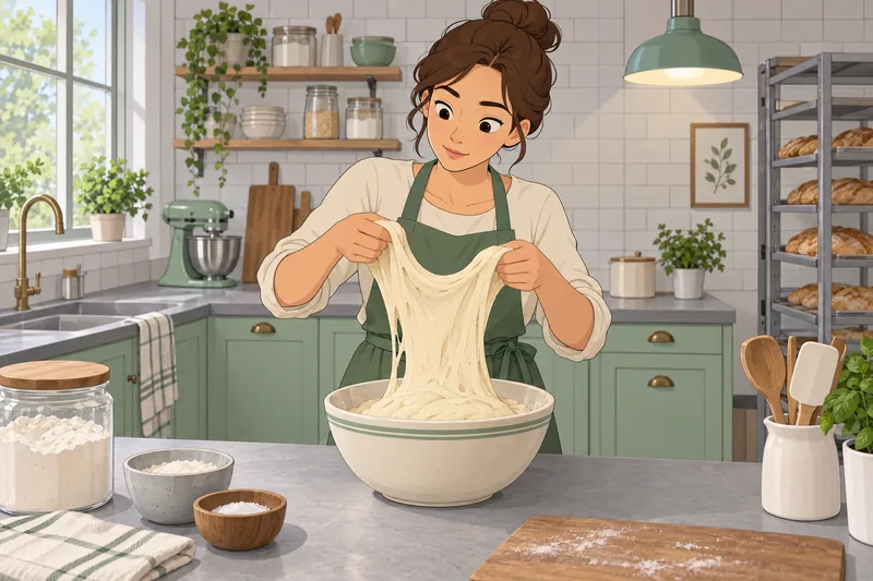 Baking Quiz shows a baker stretching dough.