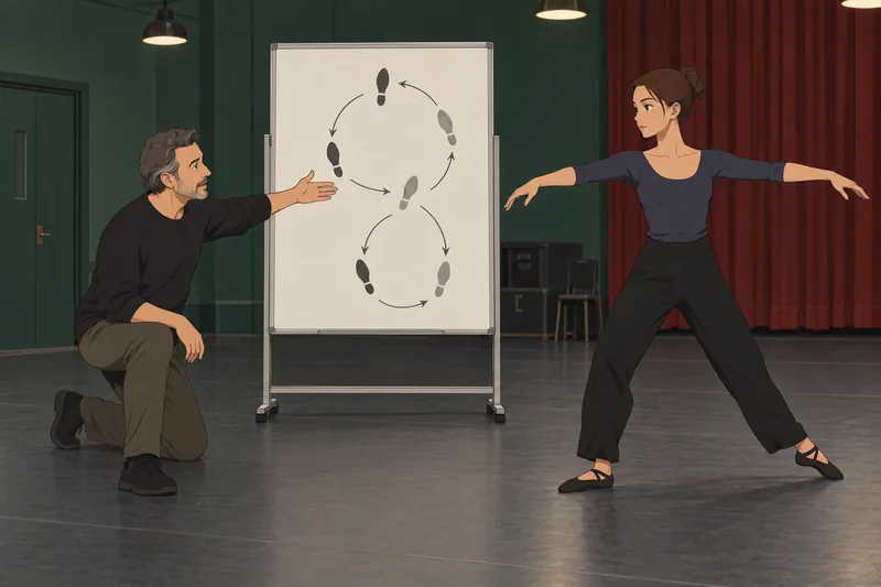 Ballet Terminology Quiz shows a dancer marking direction.