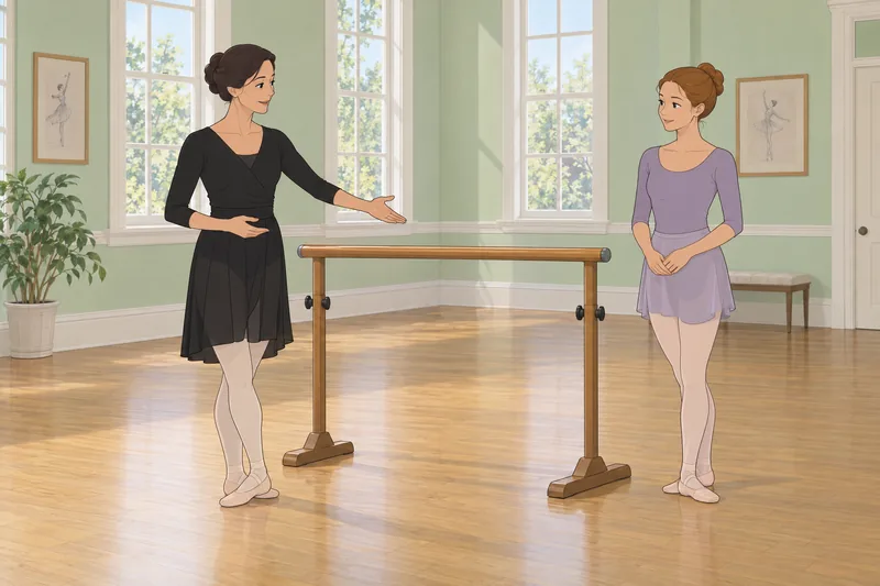 Ballet Terminology Quiz shows a ballet teacher.