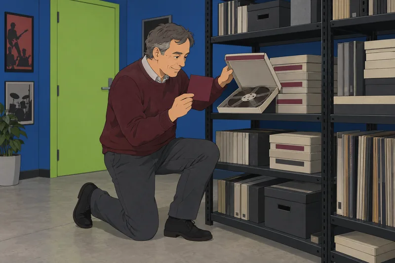 Band Quiz shows an archivist sorting music history.
