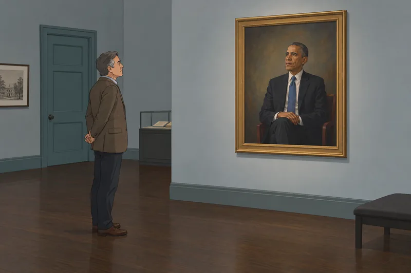 El cuestionario sobre Barack destaca un retrato presidencial.