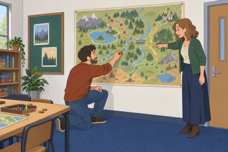 Bartle Test of discovery reaches a wall map.