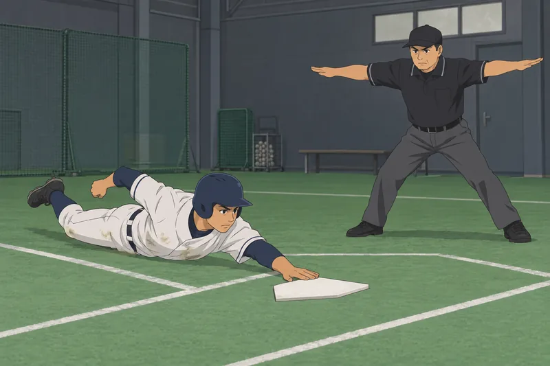 Baseball Player Quiz: A runner reaches home plate.