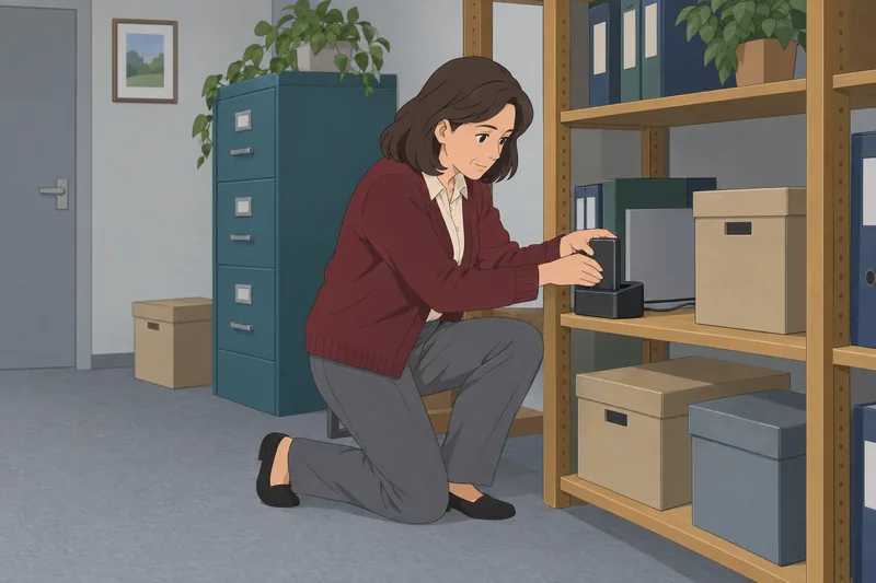 Basic Computer Knowledge shows careful backup storage.