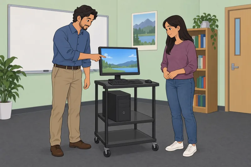 Basic Computer Technology lesson with a desktop computer.