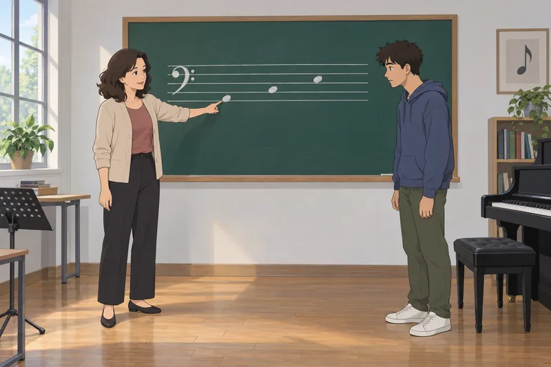 Bass Clef Quiz shows staff-position coaching.