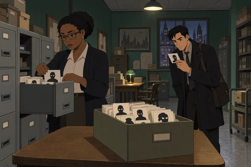 Bat Family Quiz in a Gotham archive room.