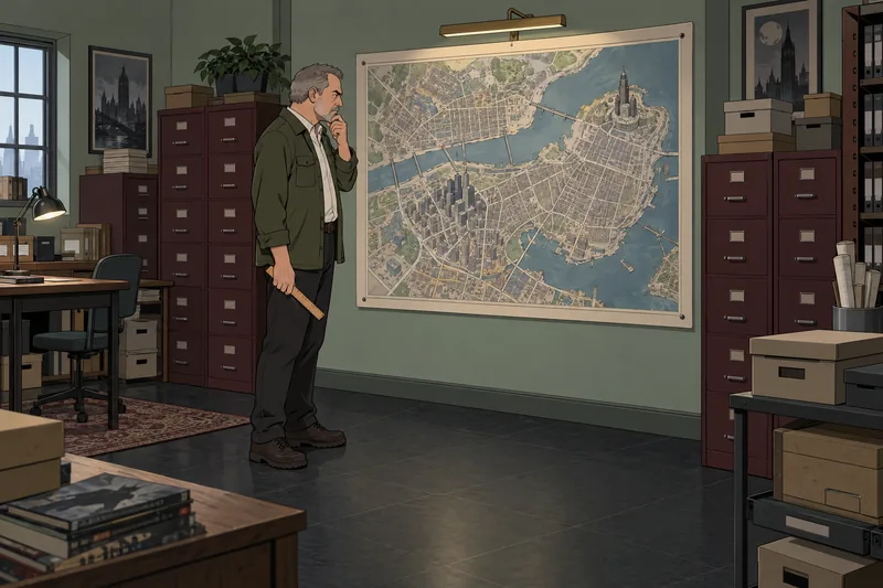 Quiz de trivia: un archivista examina un mapa.