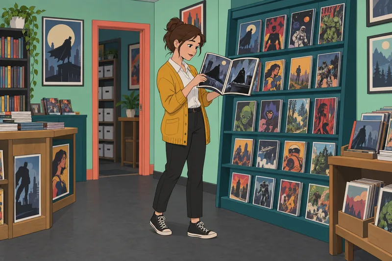 Quiz de trivia: una lectora examina un cómic.