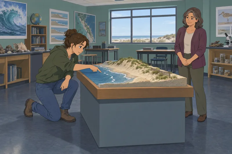 Beach Quiz shows a coastal model lesson.