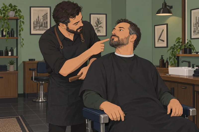 El cuestionario sobre barbas ocurre en una barbería.