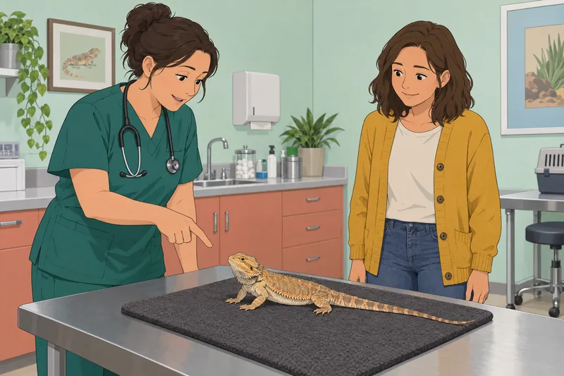 Bearded Dragon Quiz shows a clinic health check.
