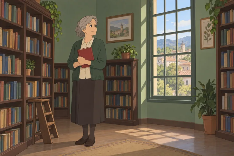 Escena del cuestionario sobre Because en biblioteca.