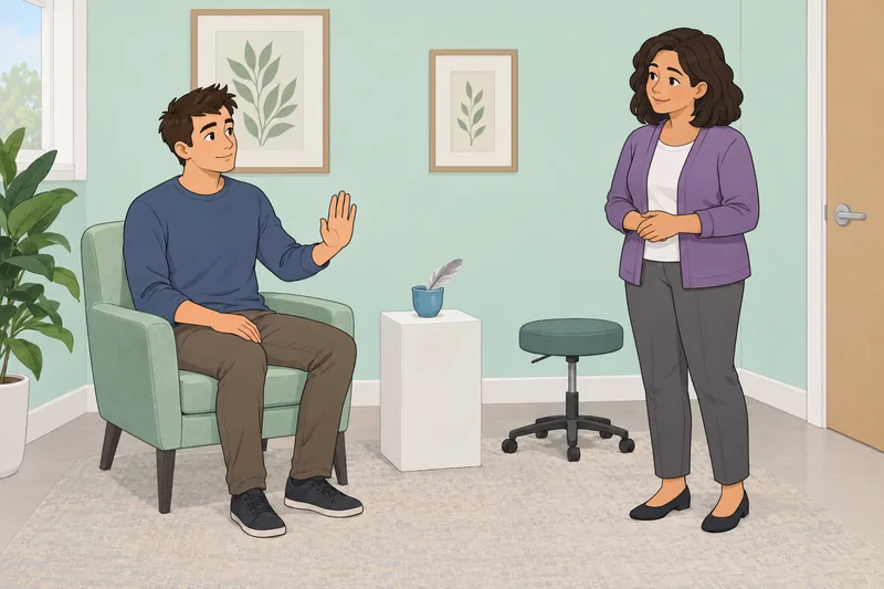 El cuestionario sobre cosquillas empieza en una clínica.
