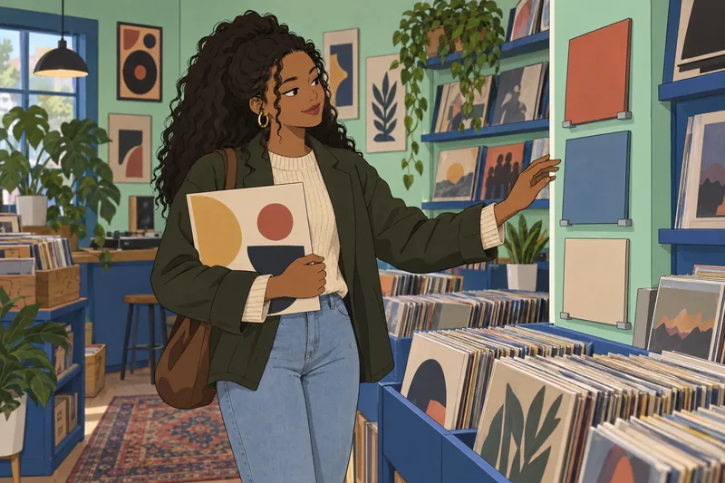 Beyonce Quiz: a fan studies an album sleeve.