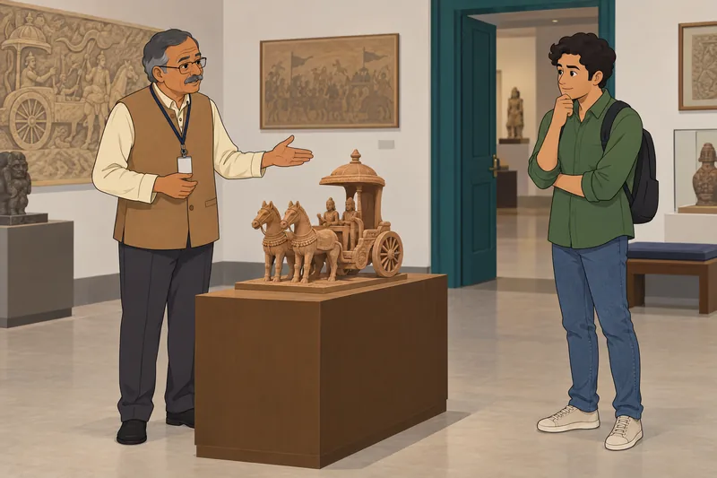 Bhagavad Gita Quiz shows a chariot model.