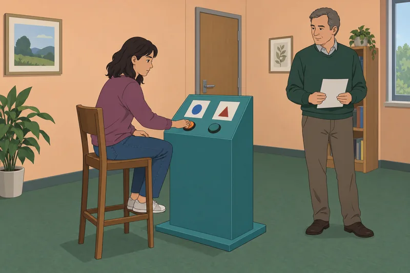 Bias Test scene: pressing a response button.
