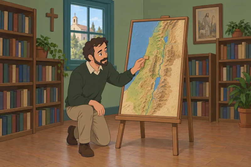 Guía usa aplicación de preguntas ante un mapa.