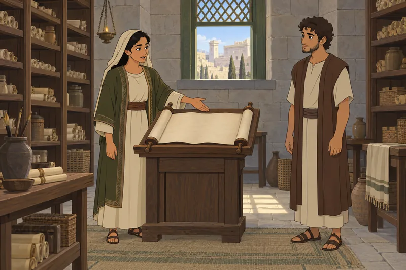 Bible Quiz on Jeremiah unfolds in an archive.
