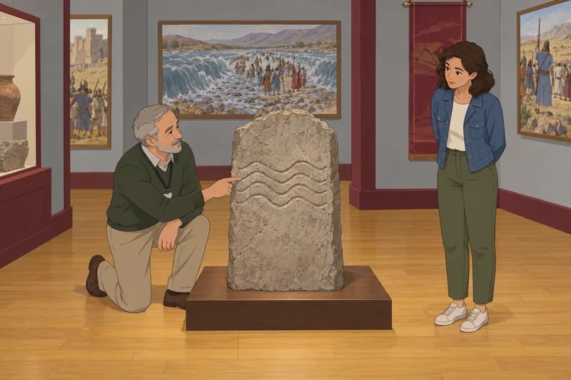 A memorial stone frames Bible Quiz on Joshua.
