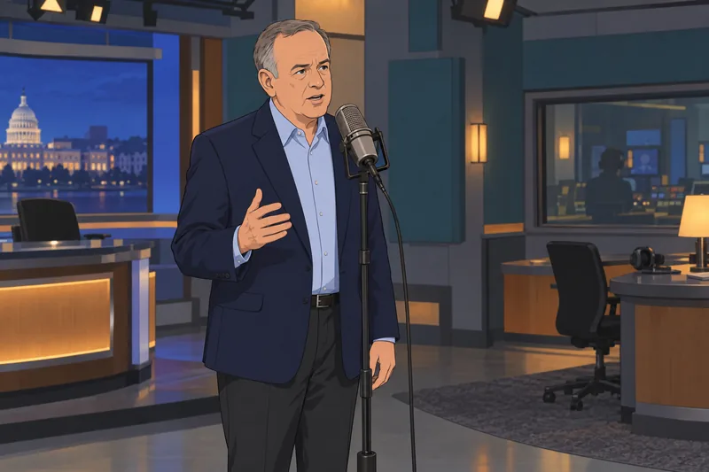 Bill O'Reilly News quiz in a studio.