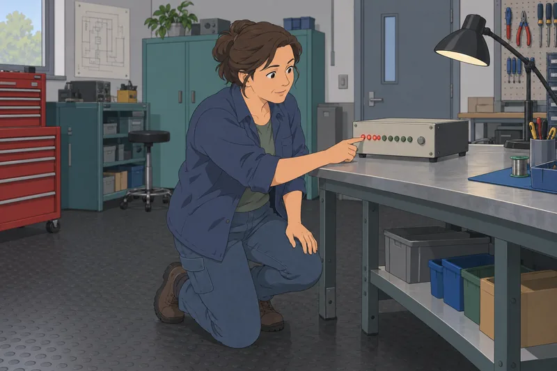 Binary Quiz depicts a technician checking a counter.
