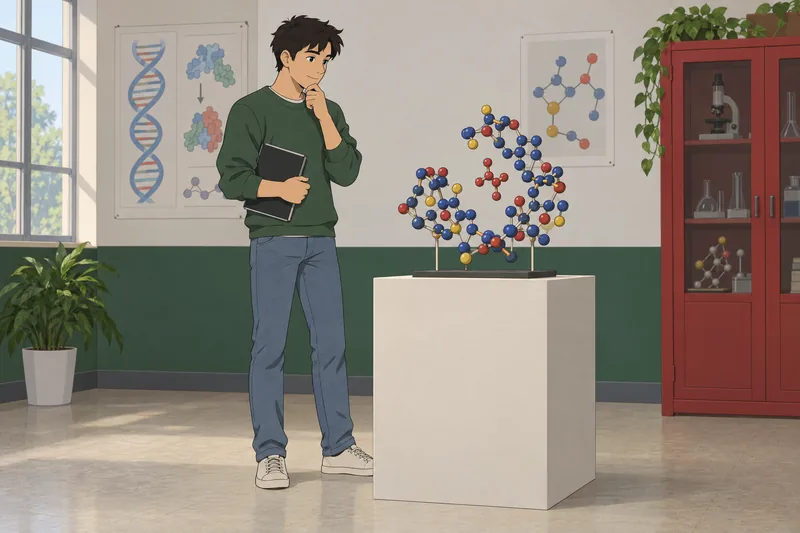 El cuestionario de bioquímica muestra un modelo molecular.
