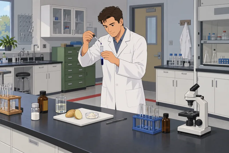 Biology Quiz shows a starch-test tube.