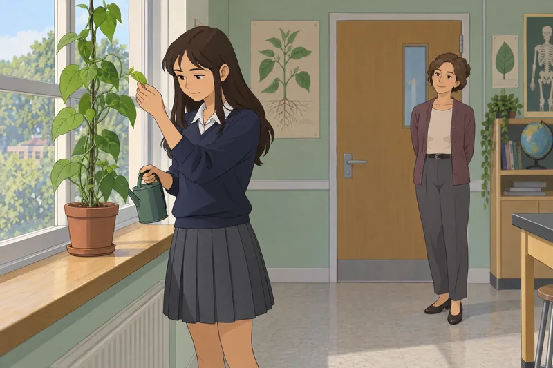 cuestionario de Biología muestra una planta escolar.