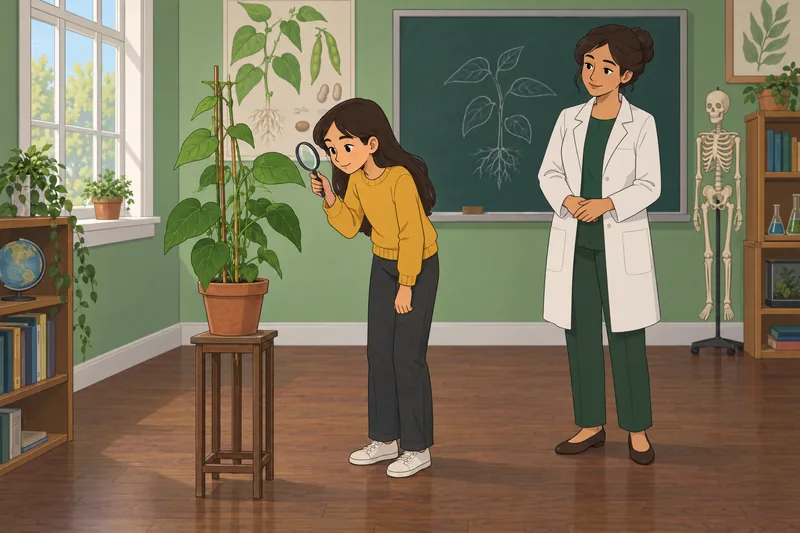 Biology Quiz for: students inspect a living leaf.