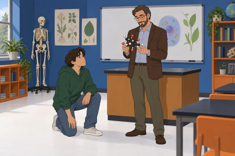 El cuestionario sobre biomoléculas presenta un modelo molecular.