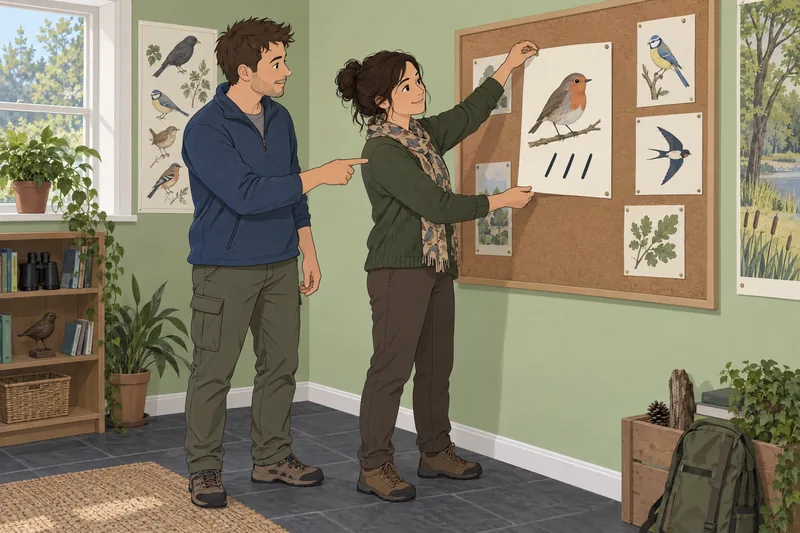 Bird Song Quiz: learner matches robin clues.