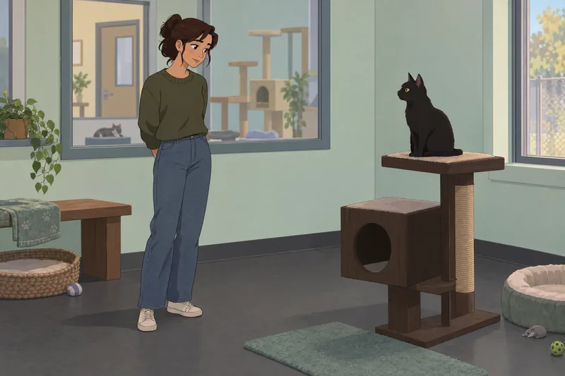 Black Cat or: A visitor observes a black cat.