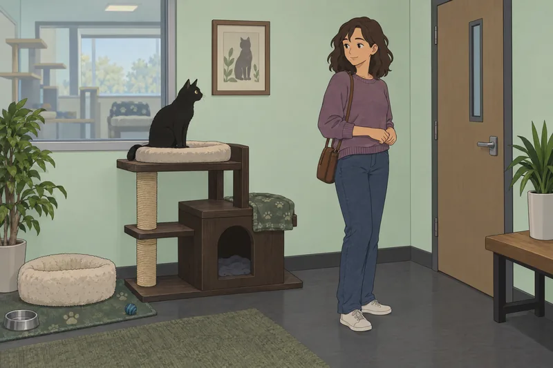 Quiz ¿Gato negro: Una visitante observa un gato.