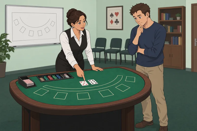 Blackjack Quiz shows a learner weighing two cards.