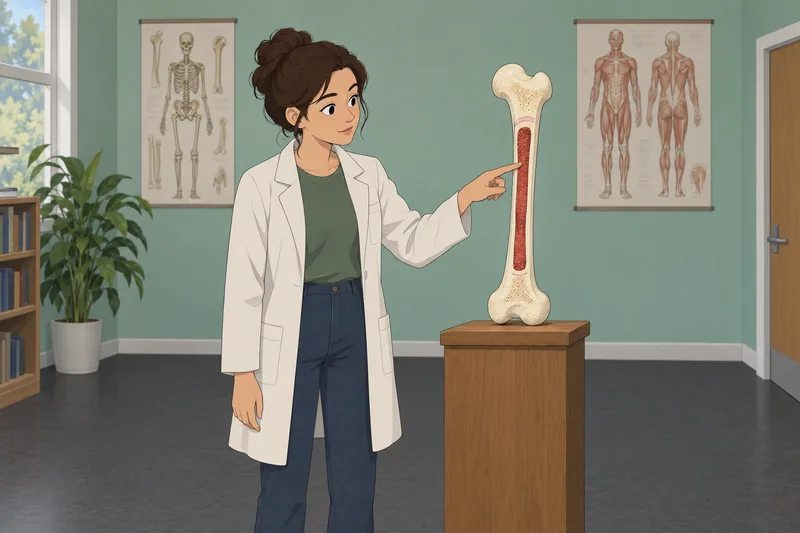 Blood Basics Quiz in a bone anatomy classroom.