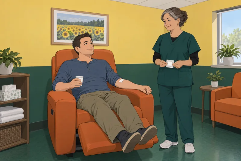 Blood Donation Eligibility continues in a recovery room.